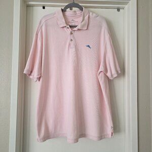 Tommy Bahama Men XXL Polo Shirt Short Sleeve Pink Supima Cotton Polyester